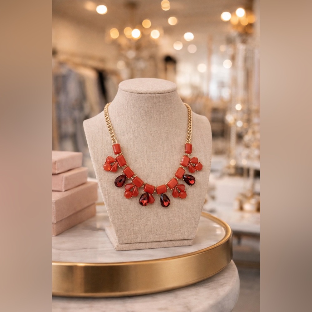 Vintage Red Statement Necklace - image 1